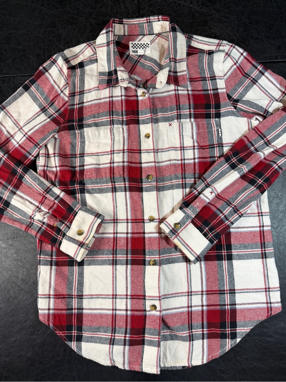 Vans Men’s Red Plaid Button-Up Shirt